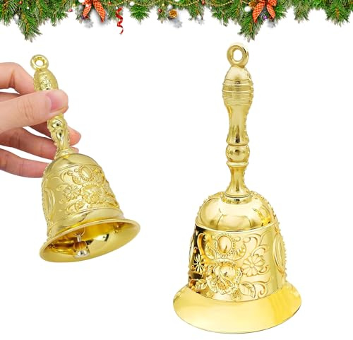 Tischglocke, yisight Bell, Handglocke, Weihnachtsglocken, Resturant Service Glocke, Metall Glocken, für Schule, Abendessen am Empfang, Hotelservice, Meditationsgebet (Gold)