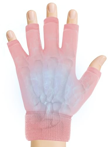 JLFDLLYYZQ Compressione Gel Guanti con Ghiaccio in per Sollievo il dolore alle dita, Ghiaccio Gel Guanti Riutilizzabile, Terapia Caldi Freddi Borsa Ghiaccio Guanti per Artrite,Tendinite, Rosa
