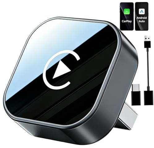 2 in 1 Wireless CarPlay & Android Auto Adapter, Carplay Wireless Adapter für iPhone iOS 10+ & Android 11+, Mini und Stabil, Plug und Play, Bluetooth 5.3 und Wi-Fi 6, Verzögerungsfrei, Black