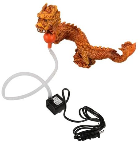 ORFOFE Realistische Aquarium Deko Goldener Drache Hängend Kleine Figur Wasserfontäne Fisch Tank Ornament Platzsparend Pflegeleicht für Fischbecken Spielvolle Gestaltung