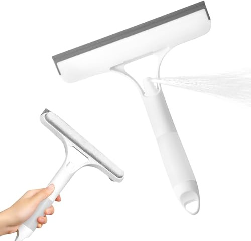 Fensterwischer Edelstahl mit Gummilippe, Fensterabzieher, Abzieher Dusche, Abzieher Fenster, Fensterreiniger mit Abziehlippe, Fensterputzer mit Wischer, für Bad, Küche, Auto, Glas
