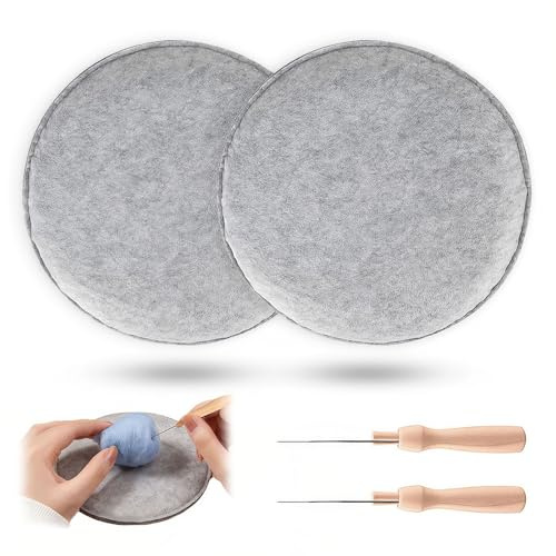 Kozdtiz Tappetino in feltro per infeltrimento, 25 x 25 cm, base per infeltrimento a secco, 2 pezzi, supporto per ferri in feltro e aghi in feltro per starter feltro