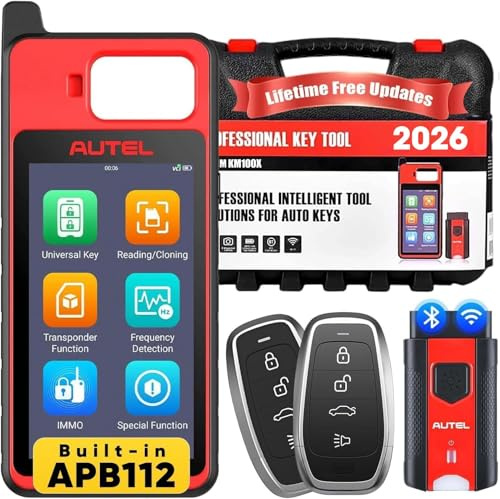 Autel Diagnosegerät MaxiIM KM100 (X) Schlüssel Programmieren Gerät, 2026 Dasselbe wie KM100 KM100E Schlüssel Programmierer, Lite Ver. von IM508 IM608 2 Pro, Integrierter APB112, OBD Lernen, Auto VIN