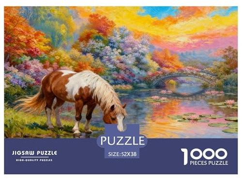 Puzzle Coursier 1000 Pièces pour Adultes Et Enfants, Jeu De Société Convivial, Casse-tête Buisson Fleuri et Rivière, Home Decor, Cadeau Anniversaire 52x38cm/1000pcs
