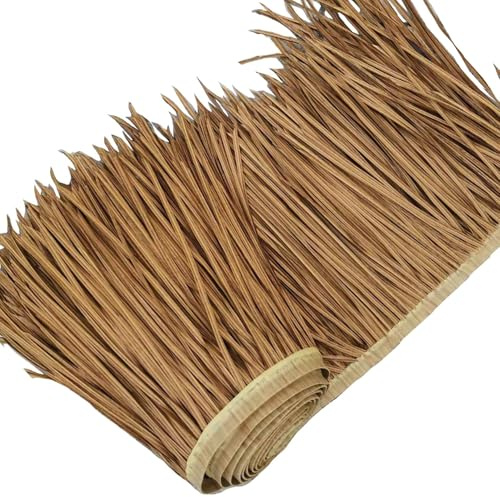 Lot de 4 rouleaux de toiture de chaume artificielle en herbe de palmier synthétique pour barres Tiki, stores de canard, cabanes de jardin et terrasses, décoration extérieure durable et couverture