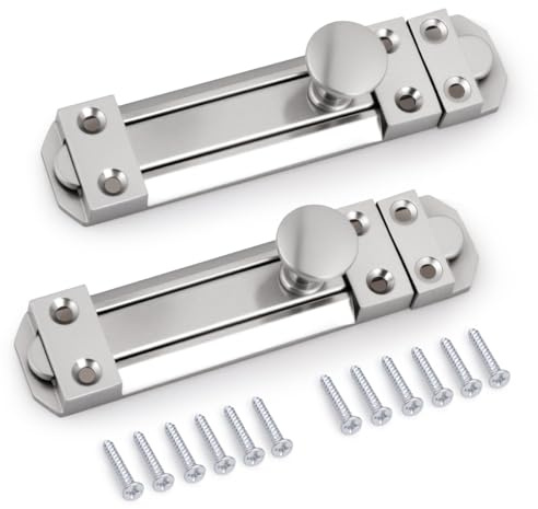 GANZTECH 2 PCS Satin Nickel high Density zinc Alloy Anti Slip Bolt,Sturdy and Durable Corrosion Resistant High Temperature Resistant.Suitable for bathrooms,bedrooms,Garden Doors,etc.