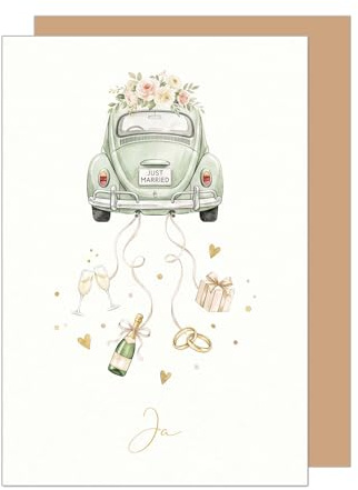 Edition Seidel Premium Glückwunschkarte zur Hochzeit mit Umschlag. Hochzeitskarte Grußkarte Karte Klappkarte Spruch Vermählung Ja-Wort Brautpaar Mann & Frau Liebe Für immer Just Married (H531 SW026)