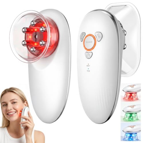 Masajeador anticelulitico reductor 3en1, Vacumterapia celulitis, EMS y Terapia de luz tricolor,Reafirma y Modela la silueta,Elimina la celulitis,Drenaje Linfático Facial y Corporal,Regalo para Mujeres