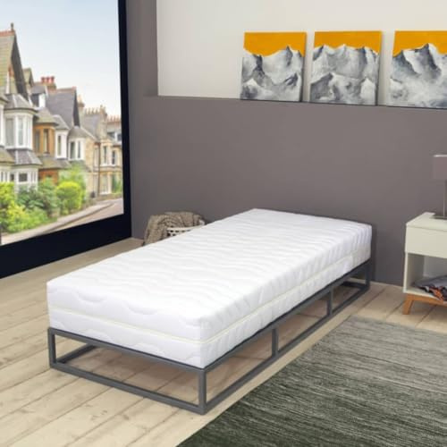 Kaloriko Matelas 100 x 200 cm, 7 zones, ressorts ensachés, 20 cm, H3, avec housse lavable, ergonomique, respirant, pour le dos et la colonne vertébrale, surmatelas en mousse froide, matelas optimal