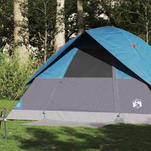 Mangloder Tente familiale en dôme pour 6 personnes, bleue, imperméable, avec connexion E, tente de camping légère avec éléments de lancement et tunnel, respirante pour trekking, extérieur, festival et
