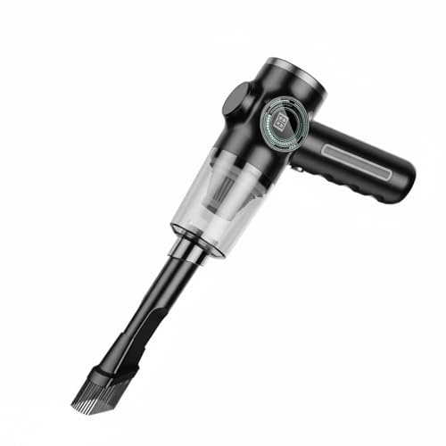 Baoblaze Aspirador de Coche Aspiradora Manual Inalámbrica Portátil Mini Recargable con Pantalla Digital Filtro HEPA Lavable sin Cable Adecuado para Automóvil Oficina Hogar, Negro+2 Filtros