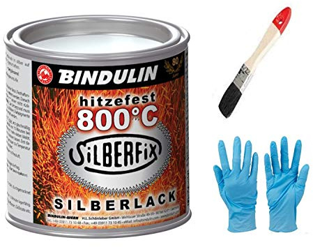 Silberfix 800°C 250 ml Dose Farbe: silber inkl.1 Pinsel zum Auftragen und Nitrilhandschuhe von E-Com24