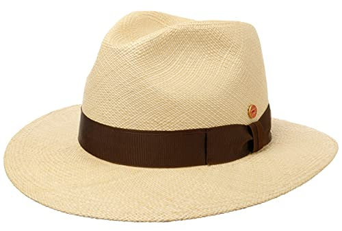 Mayser Menton Panamastrohhut Traveller Ripsband UV-Schutz Made in EU Herren Sommer Natur 61 cm