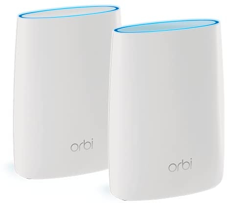 NETGEAR Orbi Tri-Band Whole Home Mesh WiFi System mit 3 Gbit/s Geschwindigkeit (RBK50) - Router & Extender Ersatzabdeckungen bis zu 5.000 m². ft., 2er-Pack enthält 1 Router & 1 Satellitenweiß