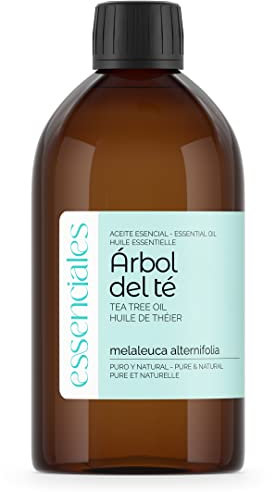 Essenciales - Aceite Esencial de Árbol de Té, 100% Puro, 500ml | Aceite Esencial Melaleuca Alternifolia - Tonificante, Antiséptico y Antifúngico