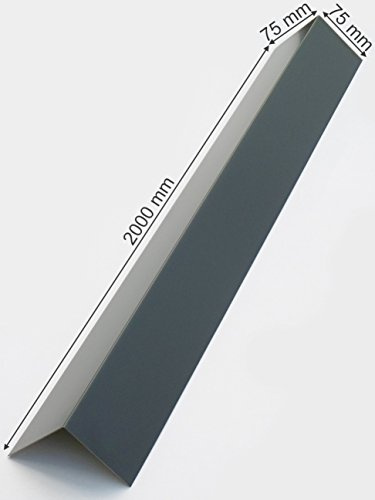 Aluminium Winkelblech 2000 mm 90° 75x75 mm 0,8 mm Stärke RAL 7016 Anthrazit Grau Blechwinkel Dachabschluss Fassadenabschluss Mauerabdeckung UV-beständig mit Schutzfolie