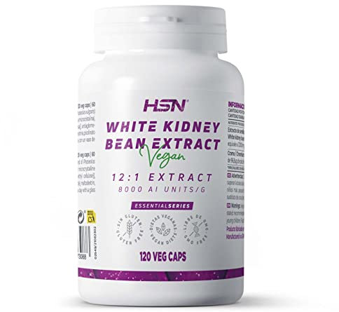 Extracto de Alubia Blanca de HSN | 120 Cápsulas Vegetales 1000 mg Extracto Frijol Blanco por Dosis Diaria | Con Picolinato de Cromo | Extracto 12 Veces Más Concentrado | No-GMO, Vegano, Sin Gluten