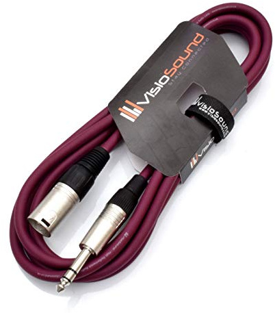 VisioSound Male XLR to 6.35mm Stereo TRS Jack Lead Audio Cable (Purple, 3m) | Noiseless OFC Balanced Signal, Audio, Speaker, Patch Cable / 10 Colours