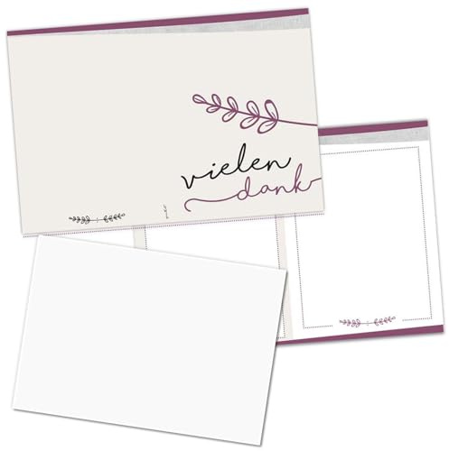 younikat 20 Danksagungskarten mit Umschlägen zur Konfirmation I DIN A6 I Dankeskarten mit Brief-Umschlag im Set I für Mädchen I Vielen Dank I dv474