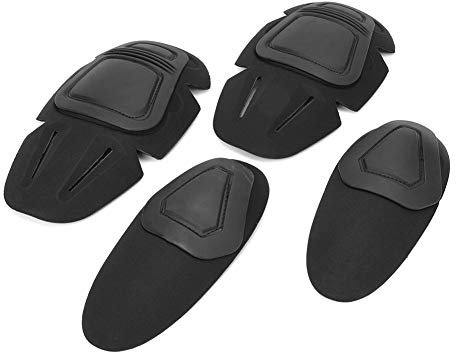 Alomejor Set di Ginocchiere e Gomitiere, Protezioni Confortevole per Gomiti al Ginocchio Equipaggiamento Protettivo per Pantaloni Tattici(Nero)