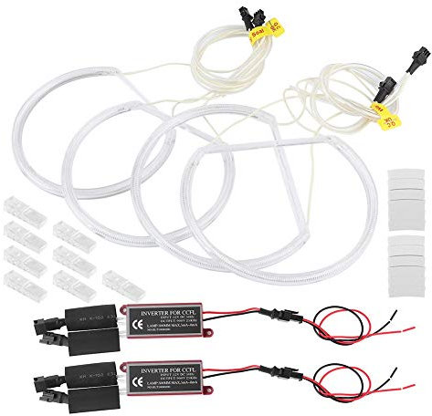 Terisass Coche Angel Eyes Halo Rings CCFL Light Circle Ring Faros Delanteros Lámpara Blanca de Alto Brillo para E46