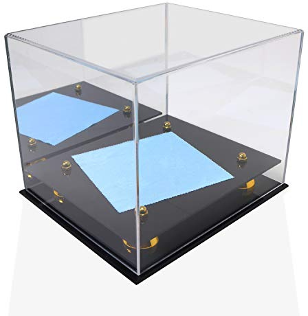 Katai Vitrina acrílica para sombreros, caja de almacenamiento transparente resistente a los rayos UV para gorras de béisbol, fútbol y sóftbol, exhibición coleccionable de tamaño completo con paño de