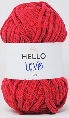 HELLO LOVE Yarn, Rose Red, 100g