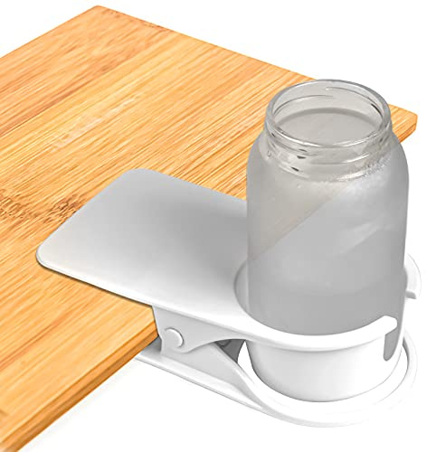 Pinsheng Getränkehalter Clip, Beweglich Tisch Schreibtisch Seite Tasse Halter, Bierflasche Getränk Soda Tee Kaffee Tasse Untertasse Clip Design für Zuhause, Büro (Weiß)