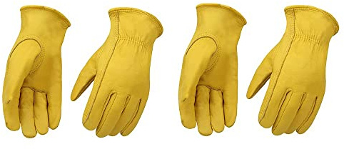 OLSON DEEPAK Arbeitshandschuhe aus Leder für Fahrer/Motorrad/Reiten/Hofarbeit/Farm-Weich und perfekte Passform für Herren und Damen (Gelb(2 Paar), XL)