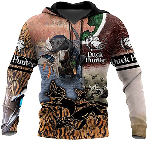 VIZANLY Wild Duck Hunting 3D Voll Gedruckt Herren Hoodie Sweatshirt Unisex Streetwear Reißverschluss Pullover Freizeitkleidung, Hoodie, XL