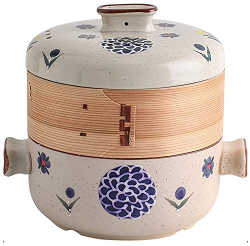 FORVOLWCO Japanese Colorful Donabe Ceramic Hot Pot, Heat Resistant Casserole Steamer with Lid, Round Earthenware Clay Pot, Earthen Pot Cookware Stew Pot Stockpot (Size : 4)