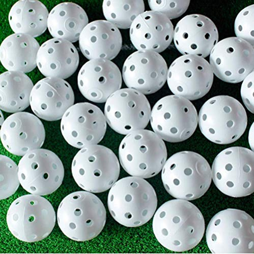 Adwikoso 100 Stück Plastik Golf Trainingsbälle 42 mm mit 2 Tees für Übung | hohles Design, luftdurchlässig, strapazierfähig, Golf-Übungsbälle, luftbälle golf für Putting Green, Training, Indoor/Outdoor