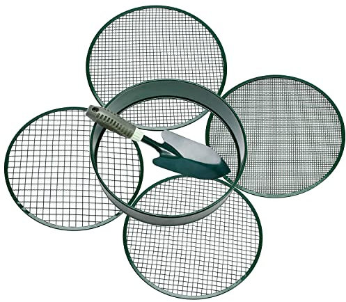 Gartensieb, Erdsieb mit austauschbaren Maschengrößen 3,6,9,12 mm, Gartensieb, perfektes Gartenwerkzeug zum Sieben von Erde, Steinen und Kompost