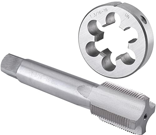 Burkit 3cm-16 UN Gewindeschneider-Set rechts | 1-3/16 x 16 UN-Maschinengewindebohrer und runde Schneideisen, zum Schneiden oder Reparieren von Gewinden auf Metall.