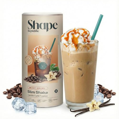 SHAPE REPUBLIC Slim Shake Vanilla Frappuccino Mahlzeitersatz Shake - 14 Shakes pro Dose - Proteinreich, Glutenfrei - Diät Shakes zum Abnehmen