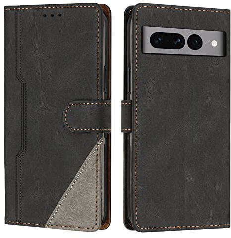 Hülle für Google Pixel 7 Pro, Brieftasche Klapphülle, PU Leder Stoßfeste Magnetische Schutzhülle Tasche Kompatibel mit Google Pixel 7 Pro, Schwarz