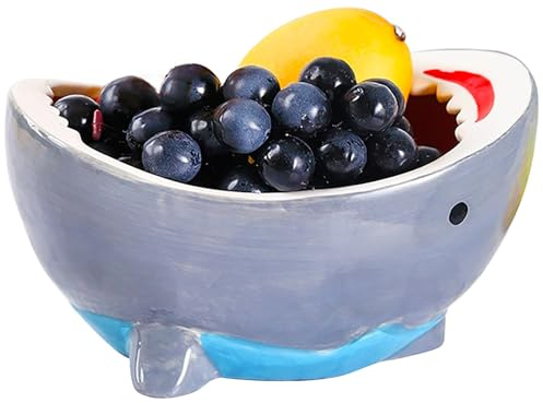 Bol à fruits en céramique personnalisé en forme de requin - Grand bol à bonbons de 1200 ml - Pour cuisine, restaurant, soupe