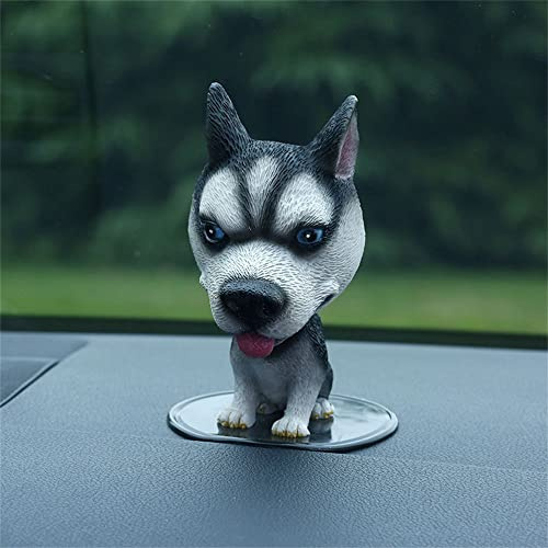 Car Spring Shaking Head Dog, Cute Simulation Dog Ornament Wobble Head Dolls, Nodding Puppy Toys, Bobblehead Dog Car Dashboard Decor(Husky 2)