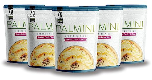 Palmini Roasted Garlic Hearts of Palm Mashed | Low Carb, Low Calorie Hearts of Palm Mashed| 7g of Net Carbs, 60 Calories Per Serving | As Seen on Shark Tank | Ready-to-Eat | (8 Ounces Pouch (Pack of 6)