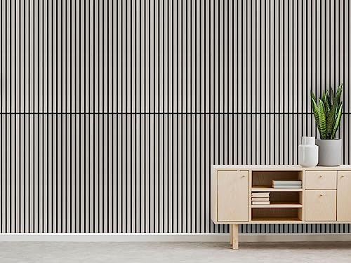 JANGAL Modular Wall Akustikpaneel, Echtholz Furnier Eiche (52x104 cm), Modulares Wandpaneel, mit recyceltem PET-Filz, zum Kleben oder Schrauben, Wandverkleidung, Wand Deko (Oulanka Oak Furnier)