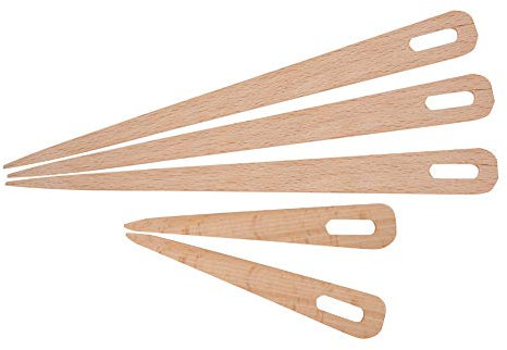 KOSDFOGE Holz-Stricknadel Mit Großem Auge, 5 Stück, DIY-Weberei-Werkzeuge, Strickgabel, Augennadel, Gobelin-Webstuhl-Werkzeug