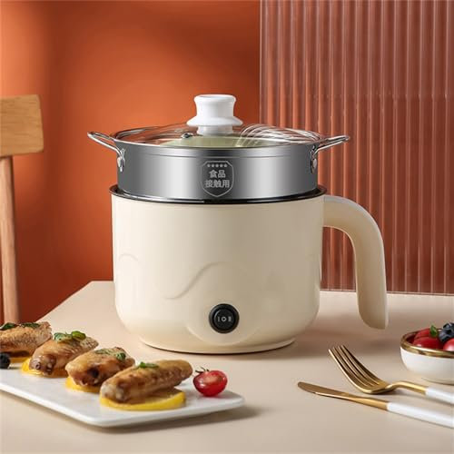 Mini cuisinière électrique avec cuiseur vapeur, casserole électrique de 1,5 L, casserole Shabu Shabu, pour sauté, steak, cuiseur de ramen pour dortoir et appartement