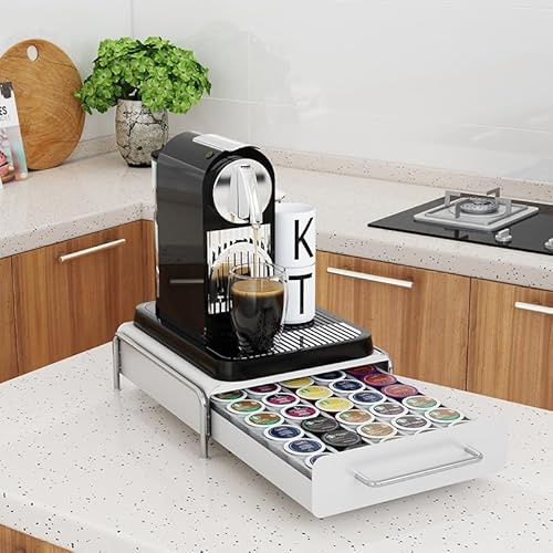 Cajones para Cápsulas de Café, Organizador para Cápsulas Dolce Gusto Capas Dispensador de Capsulas con Soporte de Máquina de Café, Cajón para Almacenar, Portacápsulas (30.5 * 31.5 * 10cm/36,blanco)