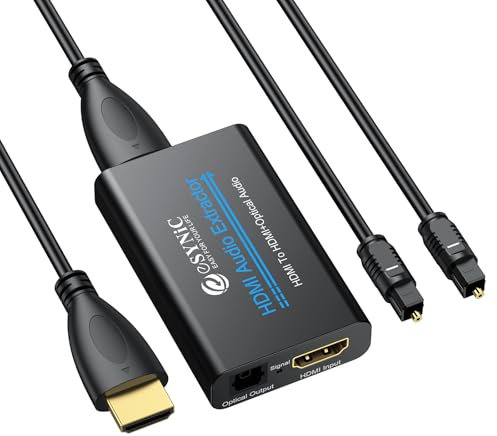 eSynic Portable HDMI Audio Extractor 4K Audio Extractors ABS HDMI Optical Audio Extractor Plug&Play HDMI to Optical Adapter Support 4K@30Hz/1080p for Excellent Viewing Experience