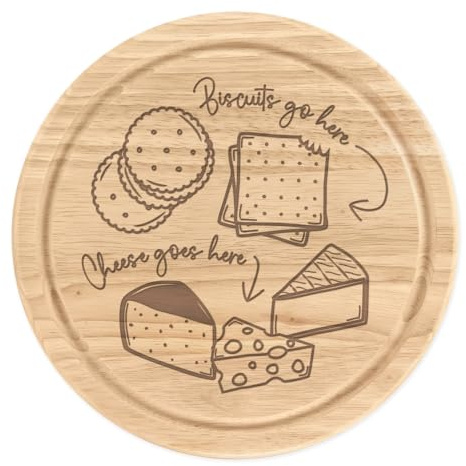 Cheese Goes Here Cheese Board Wooden Chopping Board Meat Serving Board Round 25cm
