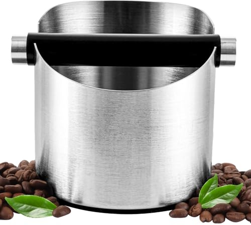 APACALI Bac Marc de Café, 11 x 11 cm Boîte à café, Récipient à Expresso, Boîte à Café en Acier Inoxydable avec barre amortissante et amovible