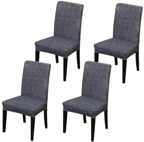 HOOTNEE 4 Stück Tischdecke Aus Leinen Esszimmerstuhlbezüge Aus Leinen Stuhlbezug Stretch-couchbezüge Abnehmbarer Stuhlkoffer Stuhlschutz Stuhl Ärmel Alles Inklusive Stretch-stuhlabdeckung