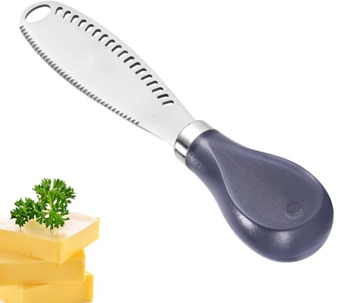 Ulsam 3-in-1 Cheese Butter Knife, Multipurpose Stainless Steel Butter Spreader with Comfort Handle, Kitchen Butter Grater Serrated Knife for Butter, Cream, Cheese