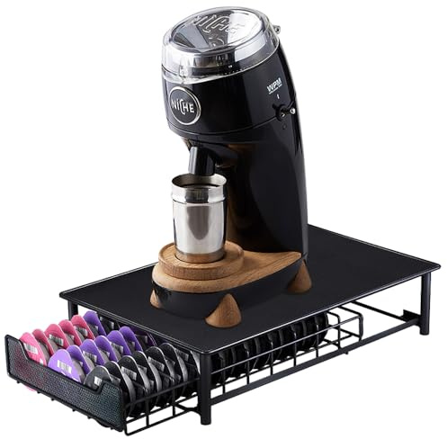 60 capsule portacapsule, cassetto portaoggetti per capsule con supporto per macchina da caffè, organizer per cialde di caffè, dispenser capsule di grande capacità (nero)