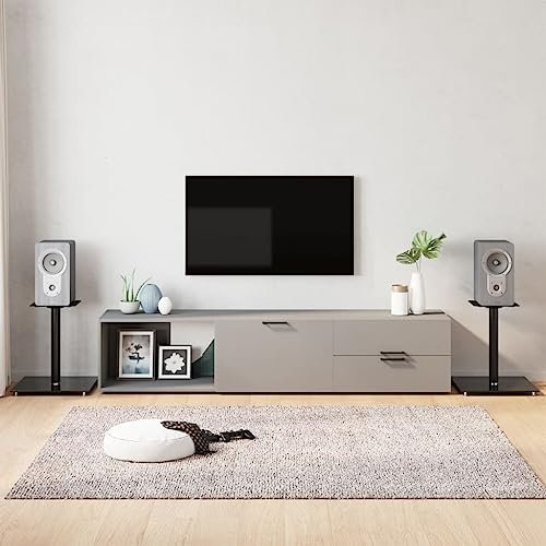 Universal Lautsprecherständer mit Glassockel, Speaker Floor Stands, 1 Paar Boxenständer, Speaker Stand für Regallautsprecher, Lautsprecher Standfuß, Schwarz Hartglas 1 Säule